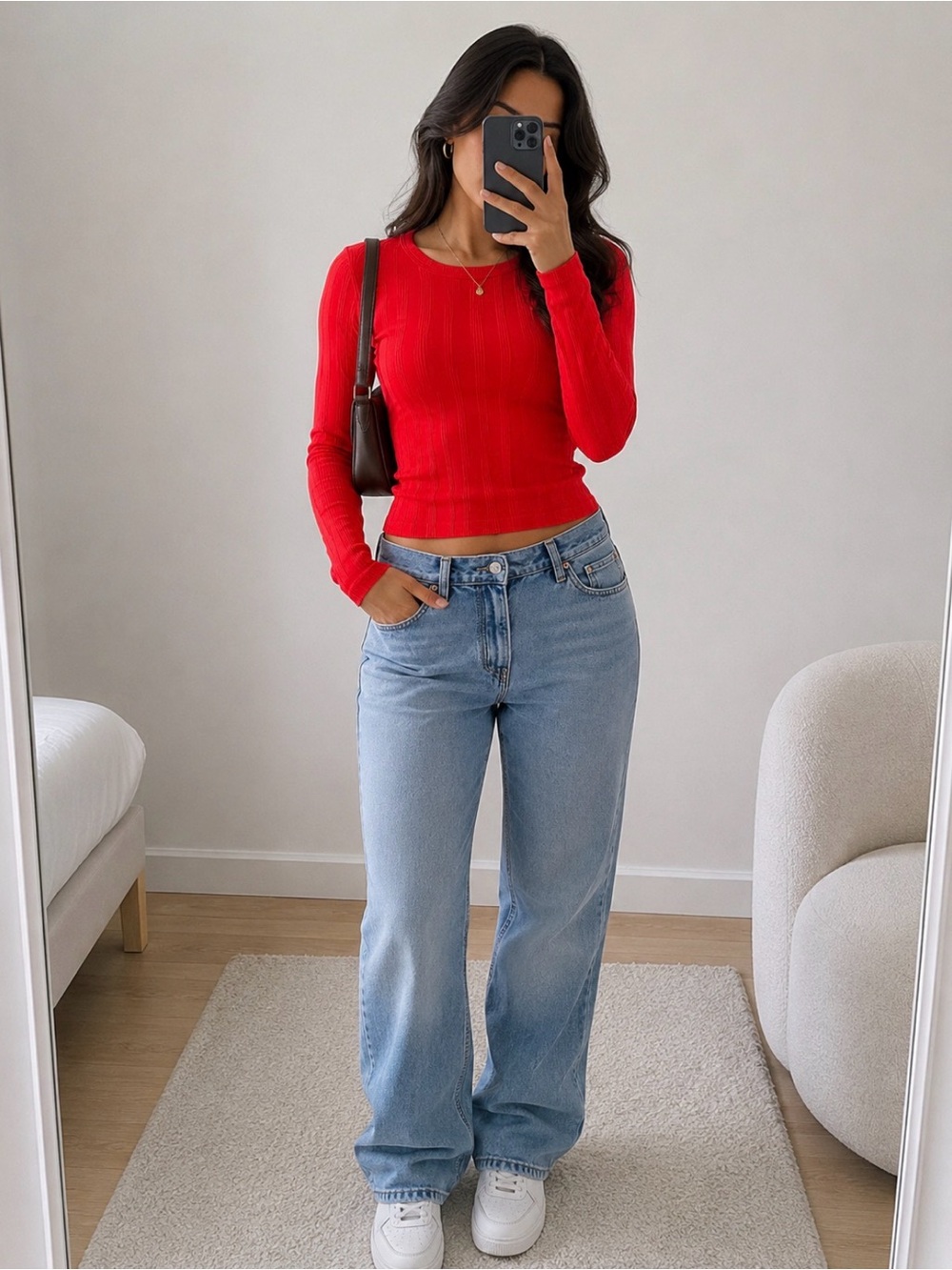 Classic Tight Red Long Sleeve Shirt